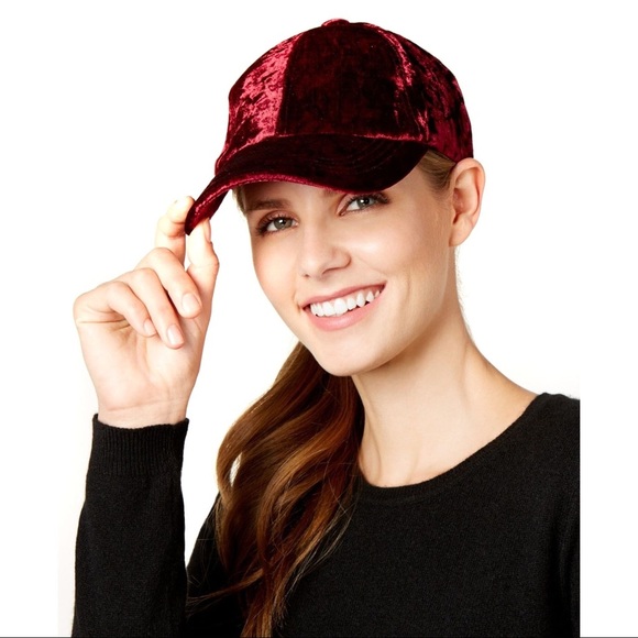 INC International Concepts Accessories - Inc International Concepts women's brushed velvet baseball cap wine red
